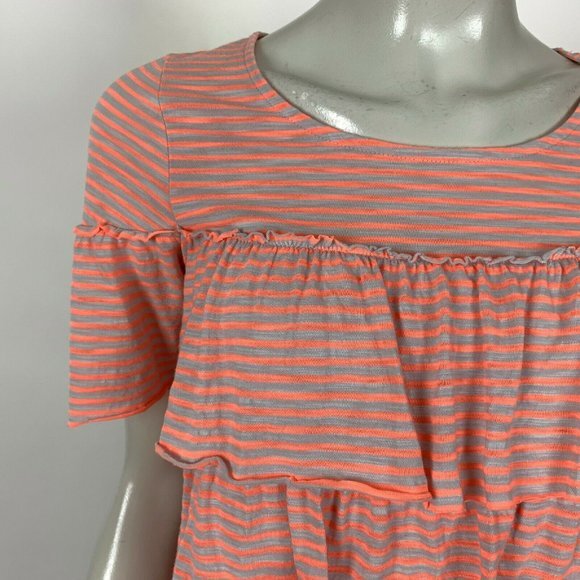 Anthropologie Striped Ruffle Crop‎ Top Short Sleeve - Picture 5 of 9